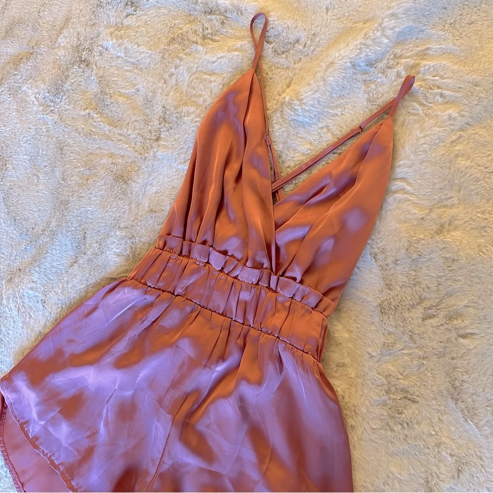 Shinestar Satin Coral Romper
